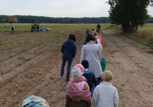 Dzieci wyruszyły na pole do zbierania ziemniaków.
